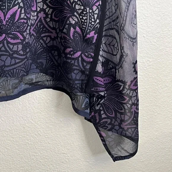 Citron Santa Monica Womens Silk & Polyester Sheer Tunic Blouse With Floral Print - Picture 5 of 7